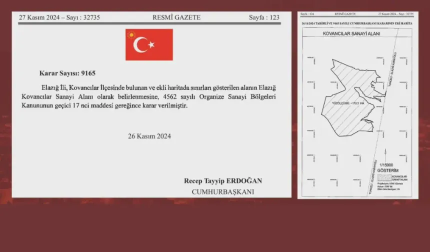 Elazığ’ın Kovancılar ilçesine yeni sanayi alanı kuruluyor